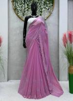 Georgette Pink Party Wear Sequins Work Saree